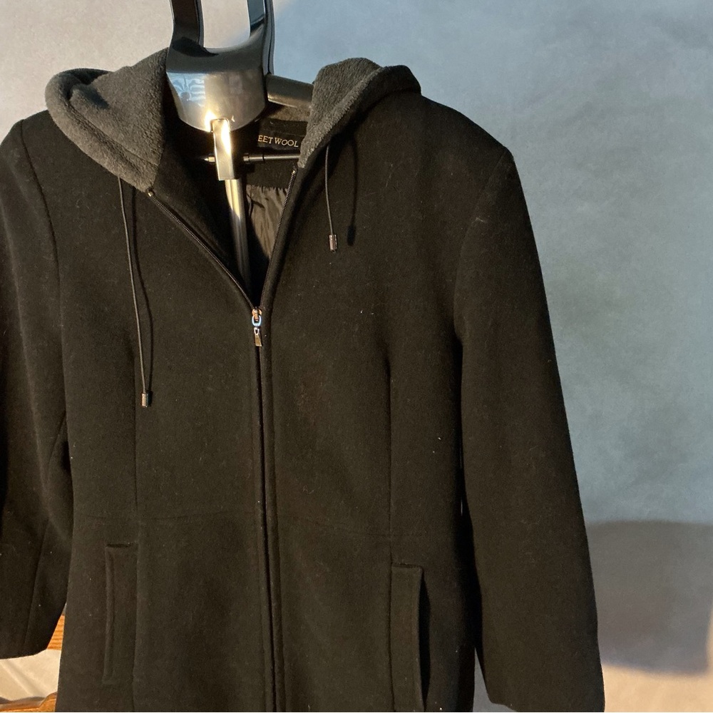 Fleet Street women’s size L Black Hooded Wool Jacket